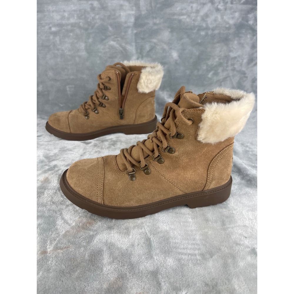 UGG Lakesider Heritage Mid Boots Womens 6 Chestnut Excellent Suede Faux Fur Zip - Picture 5 of 8